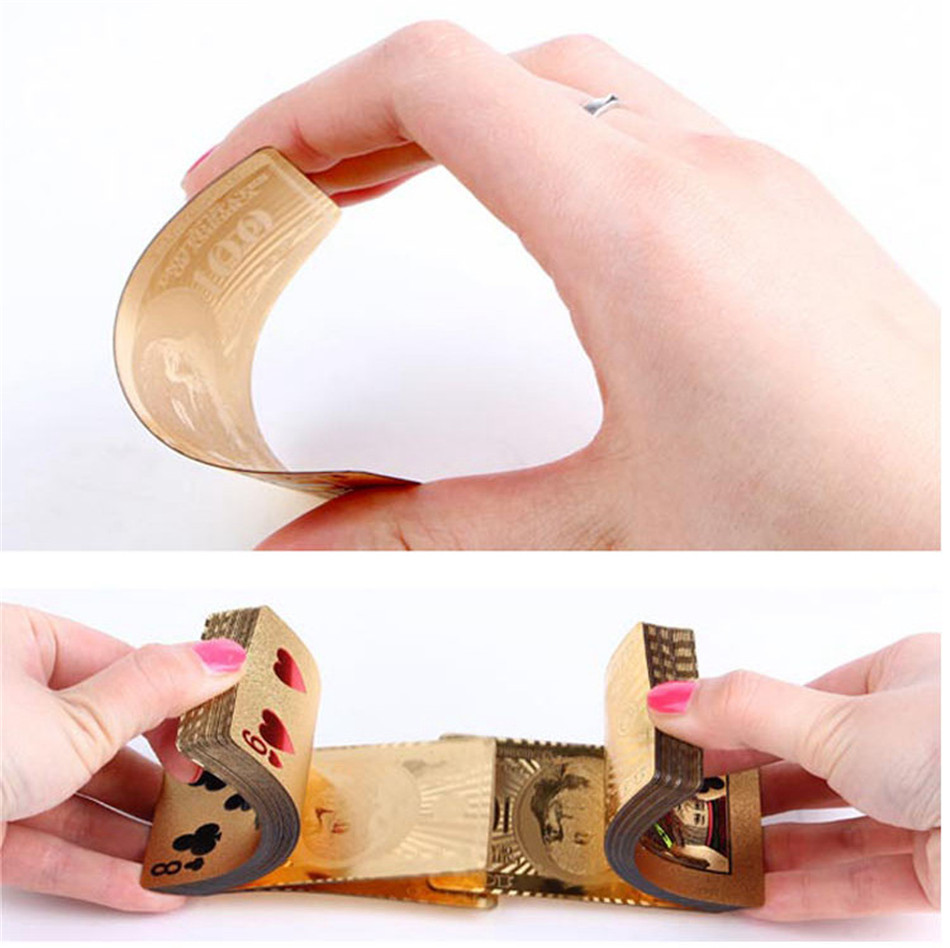 card Foil Playing Cards Waterproof Gold Plated Euro Poker Table Games For Gift Collection Free Shipping