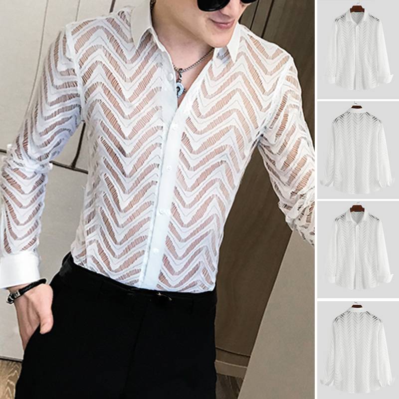 INCERUN Fashion Men Long Sleeve Lace Shirt See Through Button Party Nightclub Mesh Shirts Men Breathable Sexy Blouse Camisa 5XL, White
INCERUN Fashion Men Long Sleeve Lace Shirt See Through Button Party Nightclub Mesh Shirts Men Breathable Sexy Blouse Camisa 5XL, White