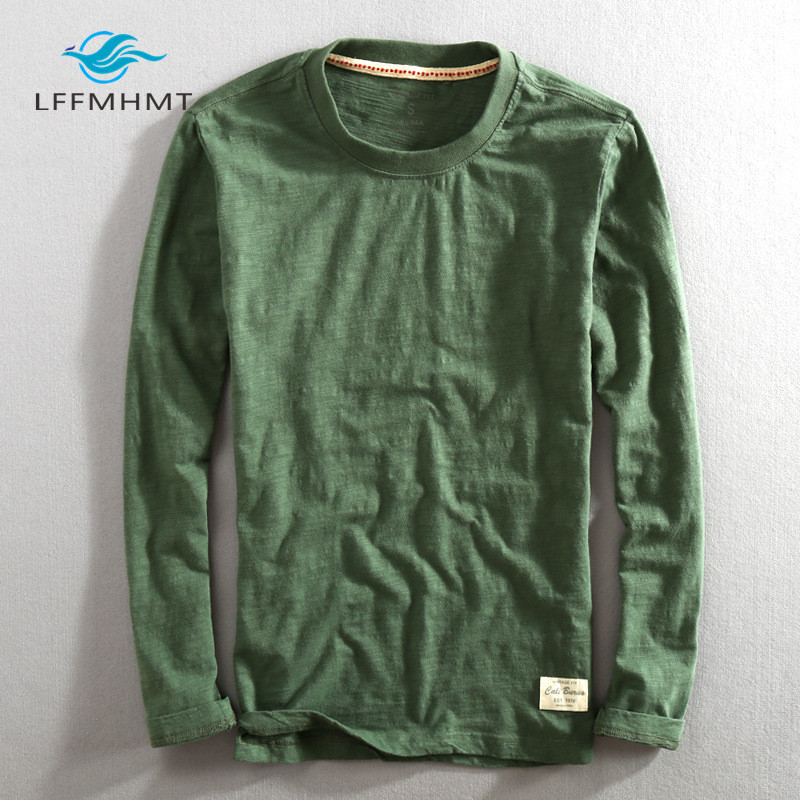 Men Spring Autumn Fashion China Style Vintage Solid Color Bamboo Cotton Long Sleeve O-neck T-shirt Male Casual Thin Tee Tshirts T200224