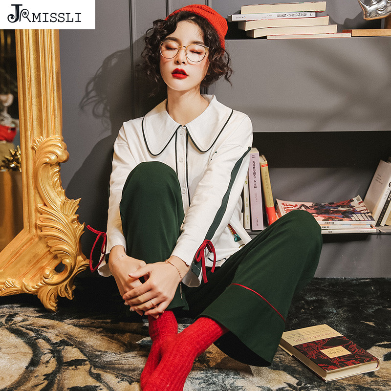 JRMISSLI Pajamas Set Autumn Turn-down Collar Cotton Pyjamas Women Pijama Pattern Pajamas Set Pijama Mujer Sleepwear
JRMISSLI Pajamas Set Autumn Turn-down Collar Cotton Pyjamas Women Pijama Pattern Pajamas Set Pijama Mujer Sleepwear