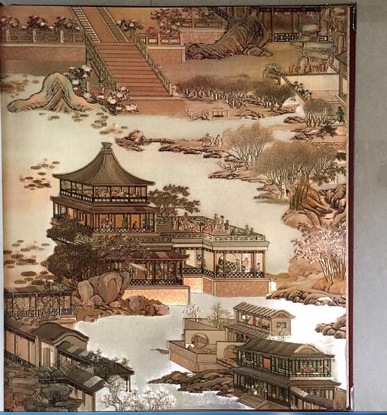 Qingming Shanghe 3D wallpaper landscape natural silk fiber gold restaurant classical Chinese decorative wallpaper