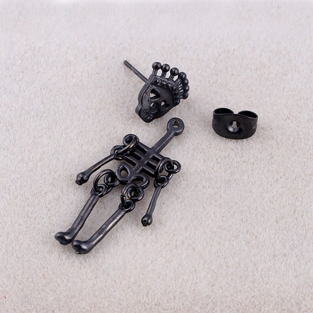 Fashion Cool Men's Skeleton Stud Earrings Jewelry 316L Stainless Steel Retro Skull Ear Bone Nail Earrings