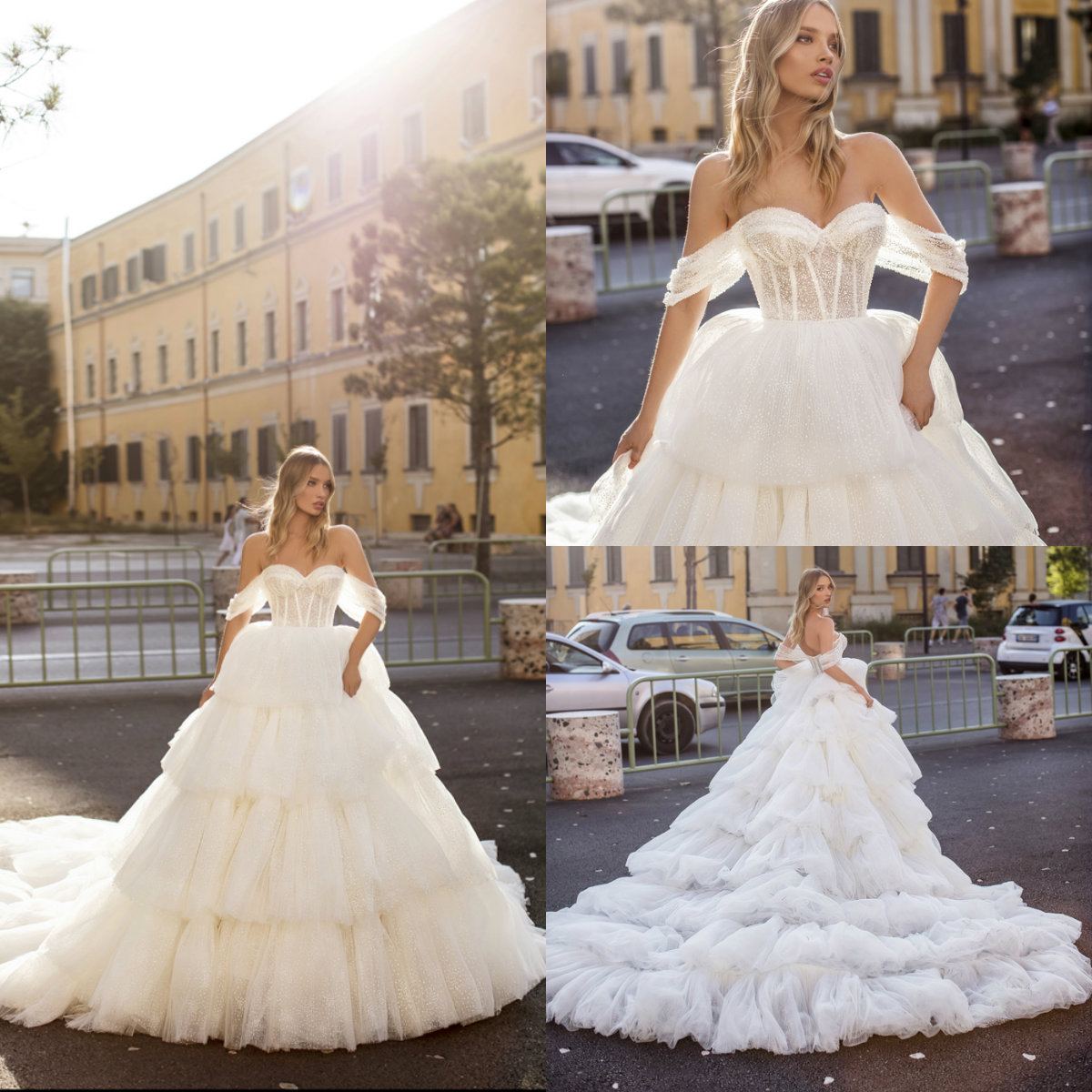 2020 Tiered Skirts Wedding Dresses A Line Sweep Train Off The Shoulder Country Wedding Dress Custom Made Luxury Ruffle Beach Robes De Mariée, Hunter green
2020 Tiered Skirts Wedding Dresses A Line Sweep Train Off The Shoulder Country Wedding Dress Custom Made Luxury Ruffle Beach Robes De Mariée, Hunter green
