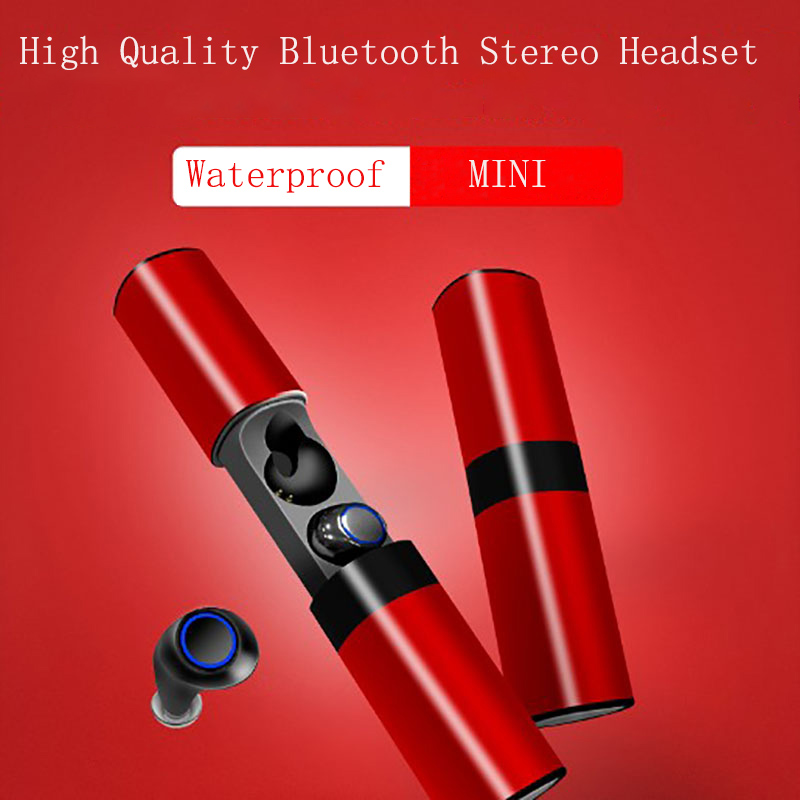 Smart Bluetooth earphone Biaural Stereo Surround Sound Denoise Waterproof HD call Charging Box Biaural Separation Design sport music headset