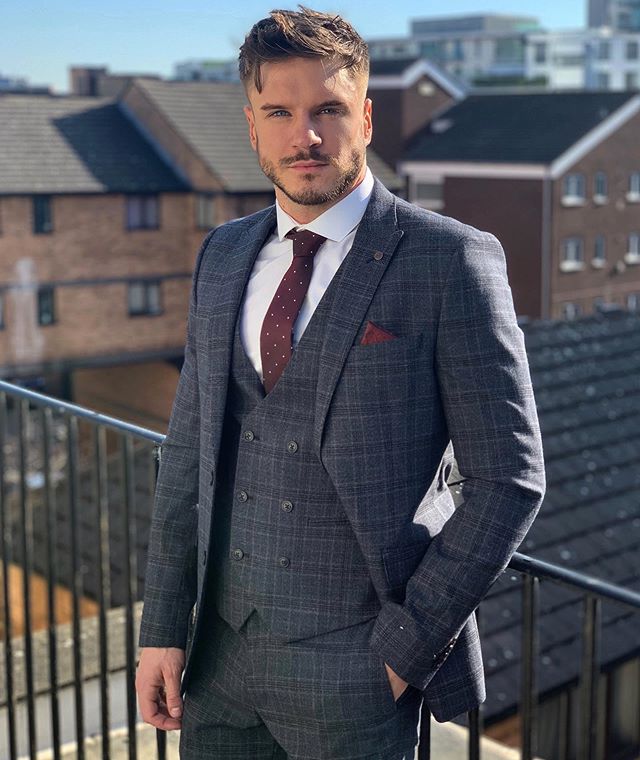 3 Pieces Classic Plaid Mens Wedding Suits Notched Lapel Groom Formal Wear Prom Tuxedos Best Man Blazer Suit (Jacket+Vest+Pants)