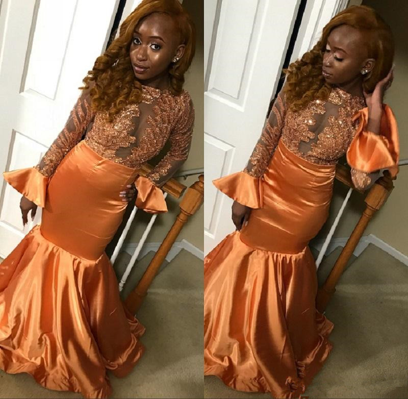 Black Girls Illusion Long Sleeve Mermaid Prom Dresses 2019 Lace Applique Floor Length Evening Gown Orange Special Occasion Dresses 95, Gold
Black Girls Illusion Long Sleeve Mermaid Prom Dresses 2019 Lace Applique Floor Length Evening Gown Orange Special Occasion Dresses 95, Gold