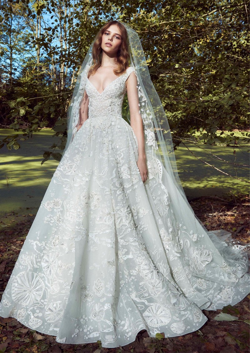 Zuhair Murad 2020 New Wedding Dresses V Neck Full Lace Appliqued Boho Beach Bridal Gowns Sweep Train Garden Wedding Dress