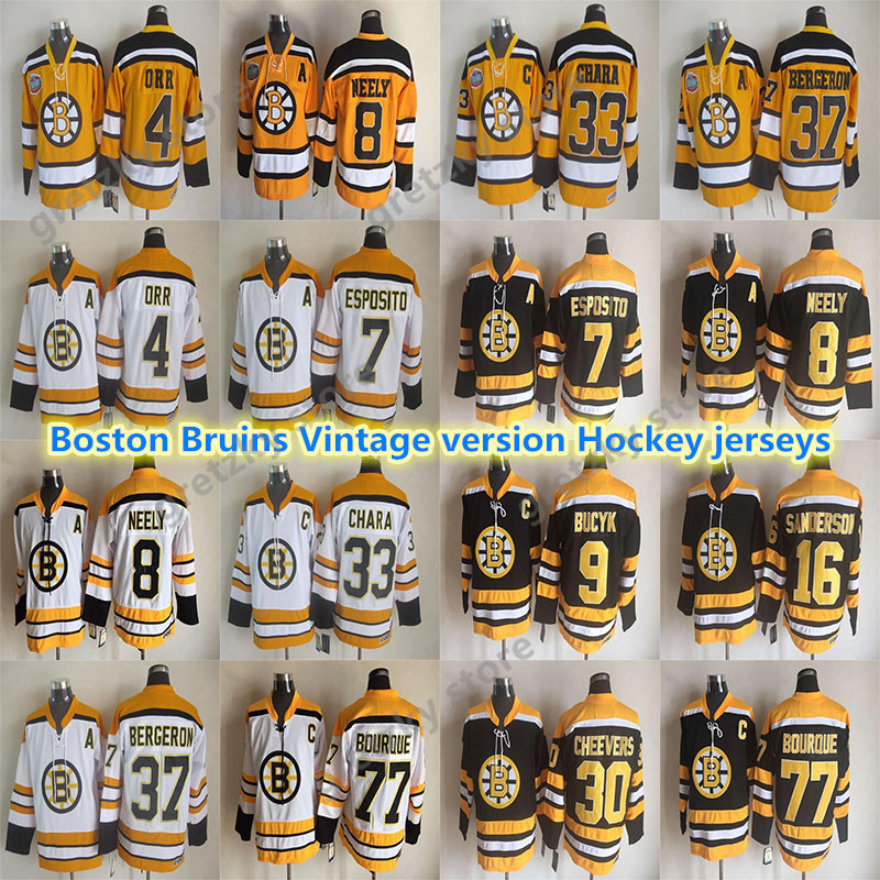Men's Boston Bruins CCM Vintage jerseys 33 CHARA 4 ORR 8 NEELY 37 BERGERON 77 BOURQUE 9 BUCYK 7 ESPOSITO Throwback Hockey Jersey, Black;red
Men's Boston Bruins CCM Vintage jerseys 33 CHARA 4 ORR 8 NEELY 37 BERGERON 77 BOURQUE 9 BUCYK 7 ESPOSITO Throwback Hockey Jersey, Black;red