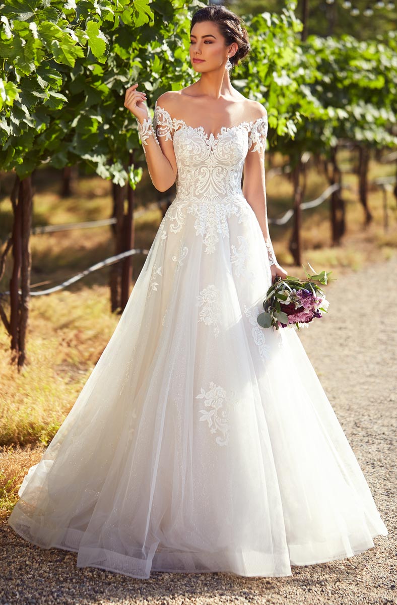 Line Amazing A Lace Beach Wedding Dresses Sheer Bateau Neck Appliqued Bridal Gowns With Long Sleeves Sweep Train Tulle Robe De Marie ppliqued