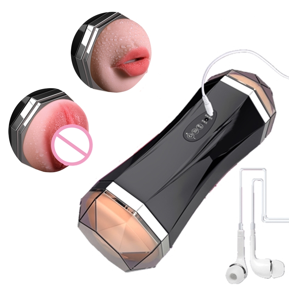 Électrique Pocket Pussy Homme masturbateur Coupe 3D réaliste Vierge et Bouche Masturbateur Sucer Coupe Massage Poupée Vibrator Y191216