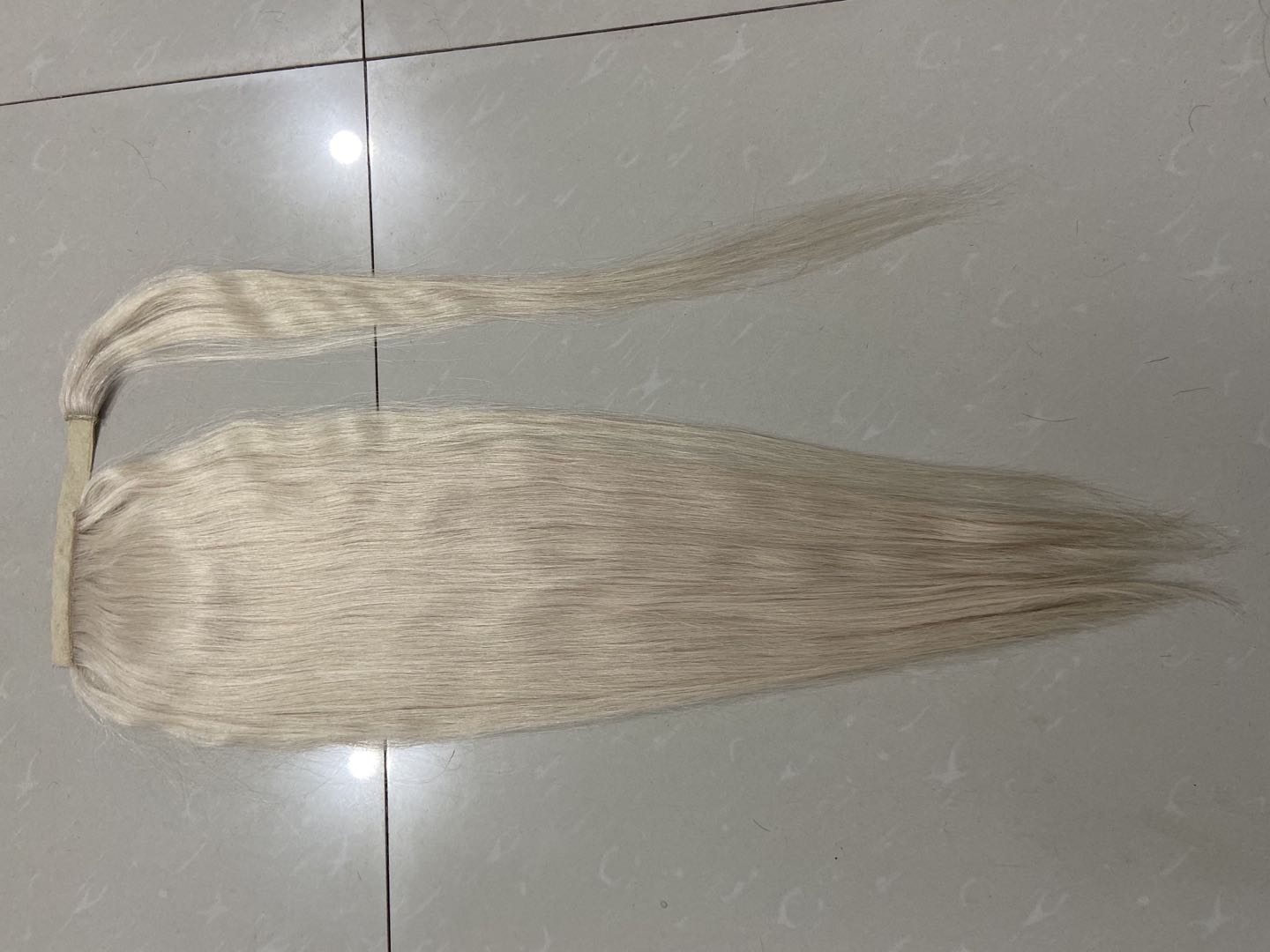 Bleached white blonde wraps brazilian hair ponytail hair piece 1pcs 10-24inch long sleek straight pony tail hairpiece 120g 140g