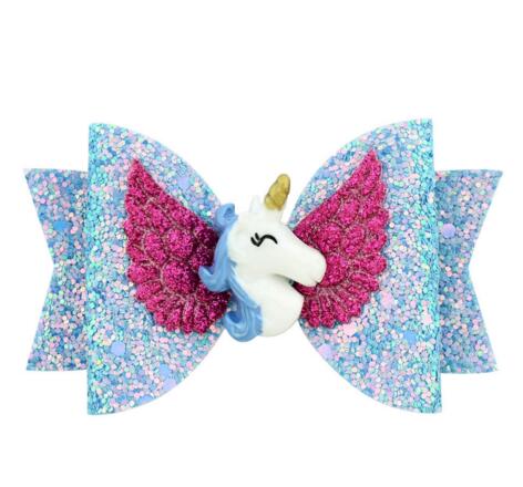 New Kids hair Bows accessories Sets Sequin Unicorn Angle Wing Design Bow boutique Hair accessory barrettes Girls Hair Pin Set hairs Clips