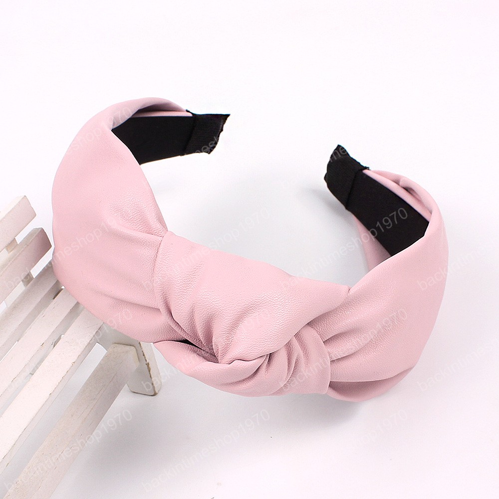 Fashion PU Leather Knotted Hairband Headband Women Hair Head Hoop Bands Accessories For Girls Hair Ornament Hairbands Headdress