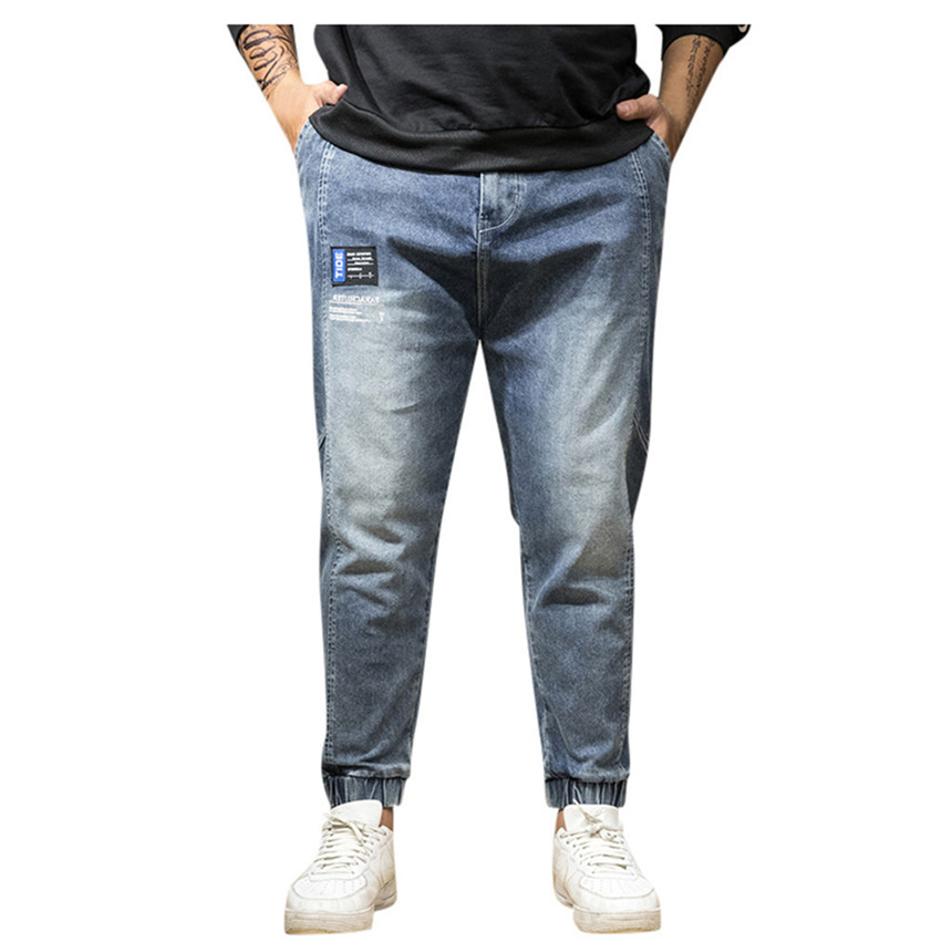 KLV Men's Pants Summer Autumn Pants Casual Long Skate Board Fashion Pocket Jeans Plus Size 7XL, Black