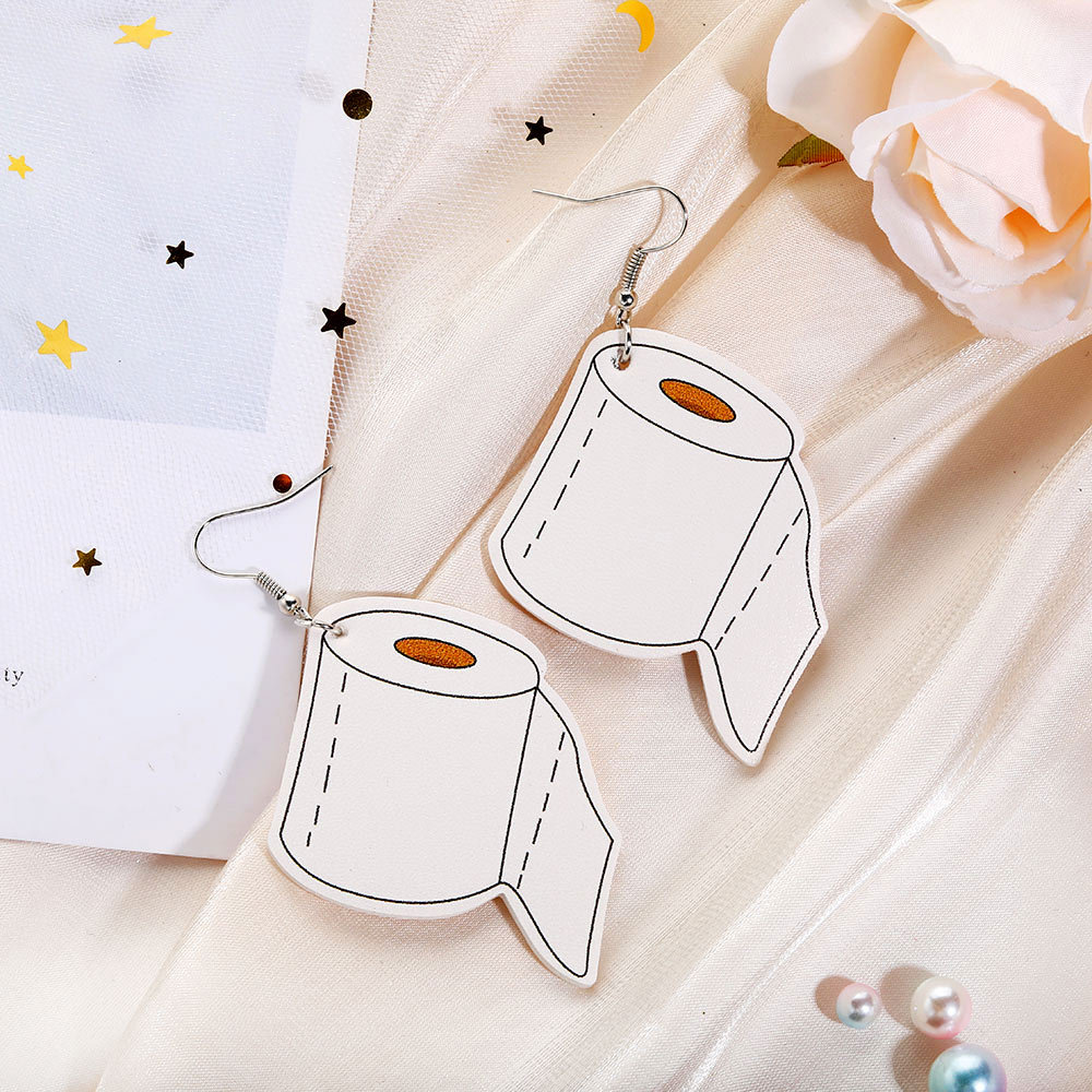 2020 Creative Mask Drop Earrings For women PU Leather Tissue Paper Dangle Charm Hoop Earring Fashion Party Jewelry