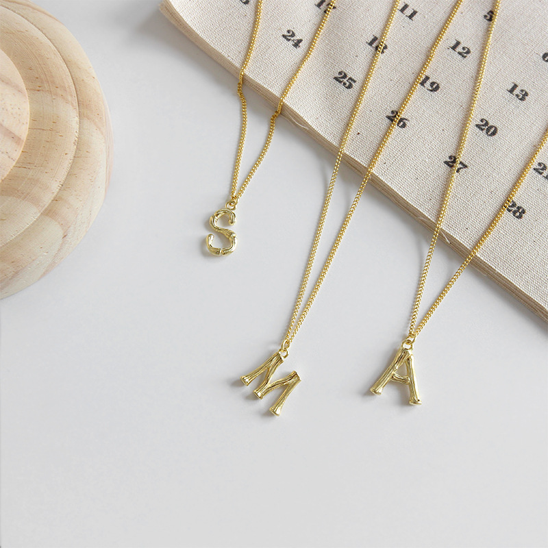 Personalized 925 sterling silver jewelry hand-made designer Initial letter A,S and M with Gold Plated necklaces pendant with chains