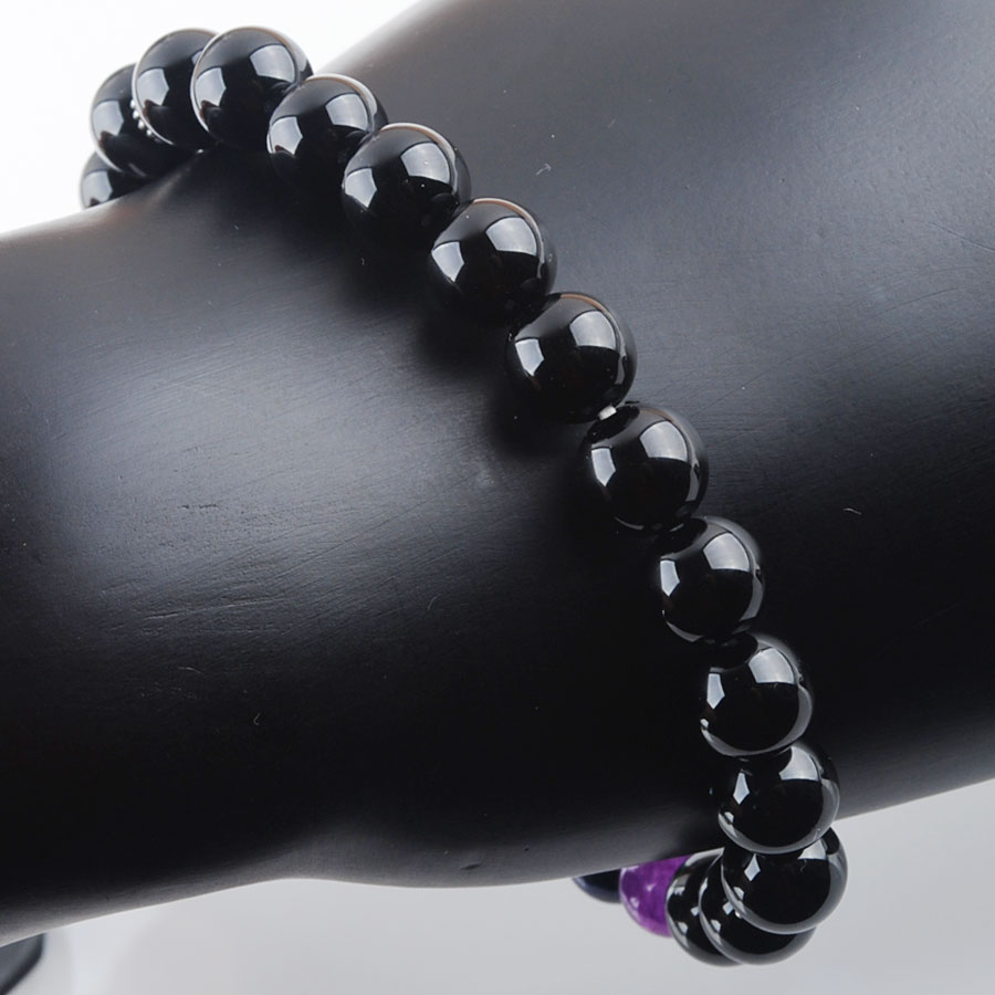 WOJIAER 8mm Natural Stone Round Beads Palm Bracelets Strands 7 Chakra Healing Mala Meditation Prayer Yoga Women Jewelry BK328