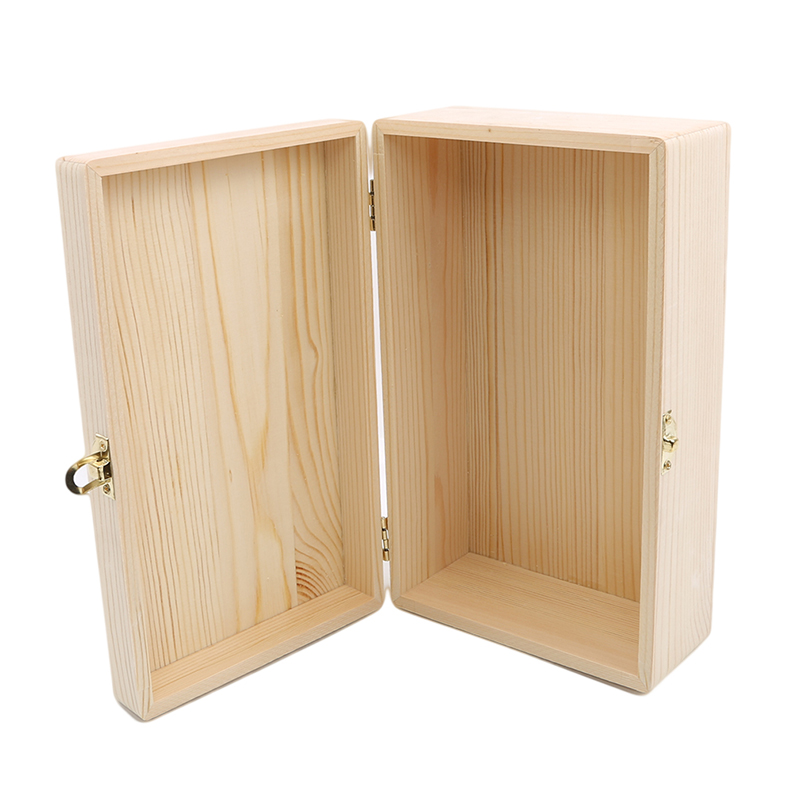 Wooden Storage Box Log Color Pine Rectangular Flip Solid Wood Gift Box Handmade Craft Jewelry Case
