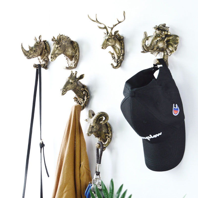 Decorative Hook Wall Mural Storeage Rack Home Storage Rack Animal Head Door Rear Storage Hook No Trace Bathroom Coat