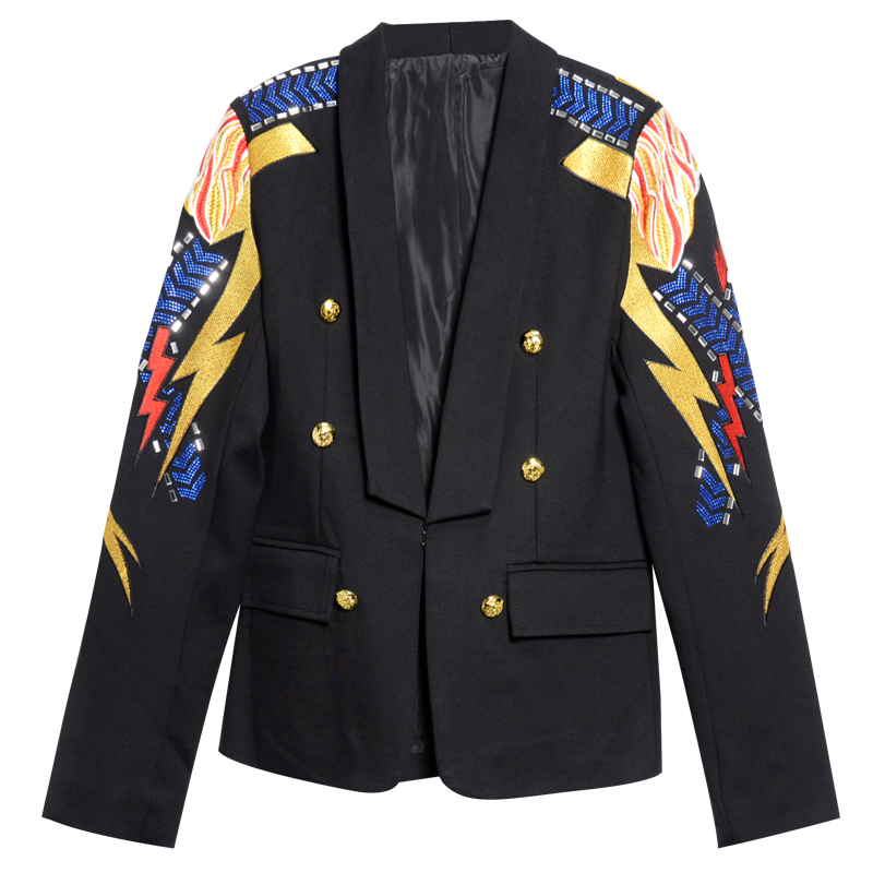 2019 New men's Jacket Elegant Retro Court embroidered Suit jacket casual slim small suit plus size stage hip-hop singer costumes, Black
2019 New men's Jacket Elegant Retro Court embroidered Suit jacket casual slim small suit plus size stage hip-hop singer costumes, Black