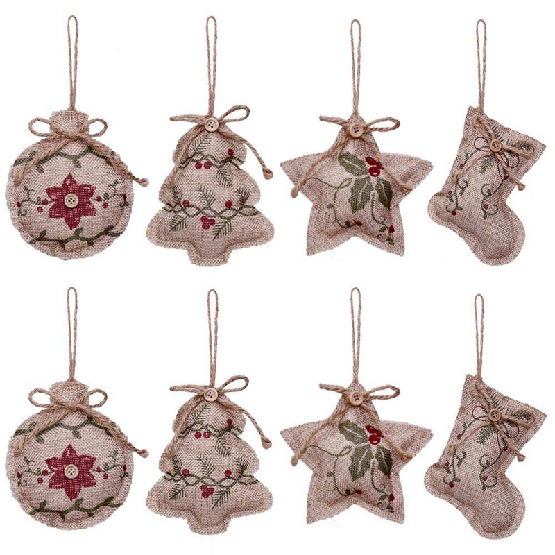 Rustic Christmas Tree Ornaments Stocking Decorations Burlap Country Christmas Stocking Ball Tree Bell with Red and Green Holly L
Rustic Christmas Tree Ornaments Stocking Decorations Burlap Country Christmas Stocking Ball Tree Bell with Red and Green Holly L