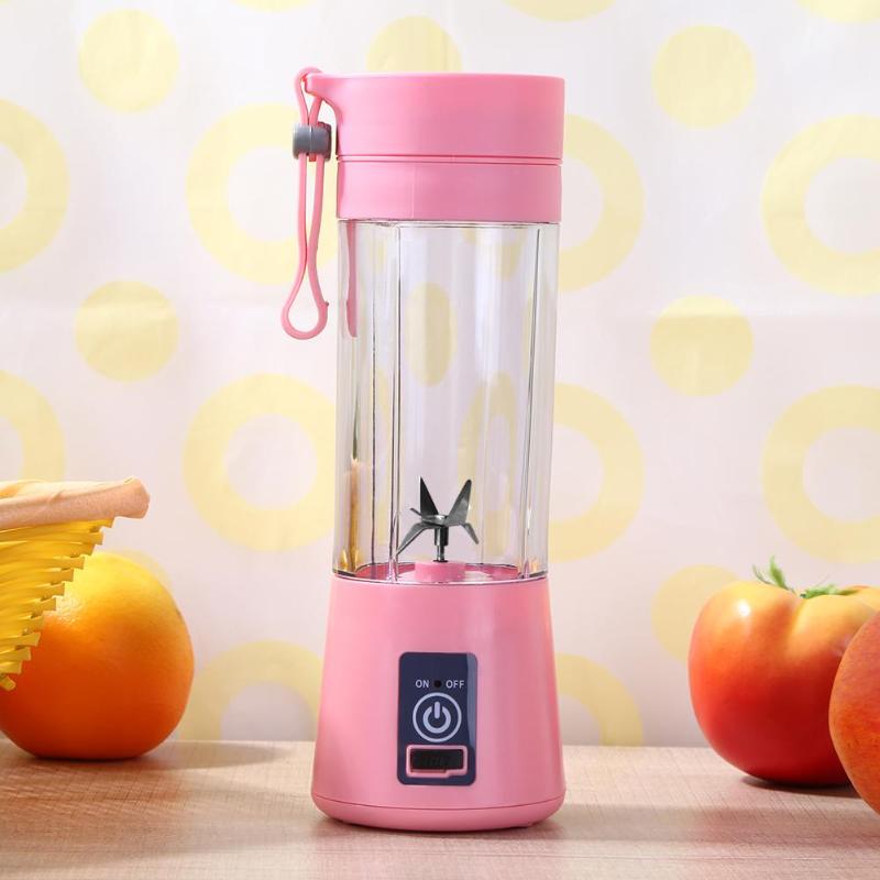 380ml 4/6 Blades Mini USB Rechargeable Portable Electric Fruit Juicer Smoothie Maker Blender Machine Sports Bottle Juicing Cup