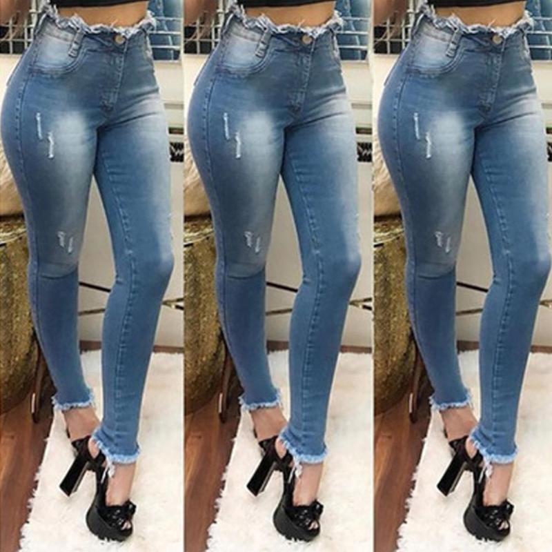 High Waist Skinny torn holes jeans 2020 New Plus Size Pencil Pants Hot sale jeans for Women Stretch Slim Calf Stretch blue
High Waist Skinny torn holes jeans 2020 New Plus Size Pencil Pants Hot sale jeans for Women Stretch Slim Calf Stretch blue
