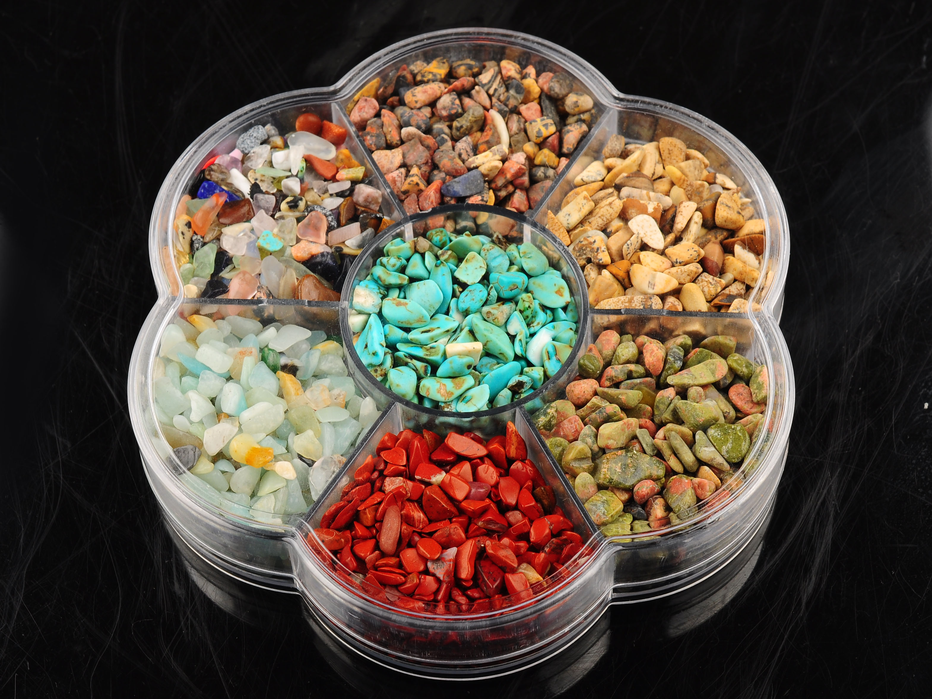 1 box of mixed color stone manicure rhinestone gravel crystal gem steel ball nail decoration DIY (multicolor) plum boxed