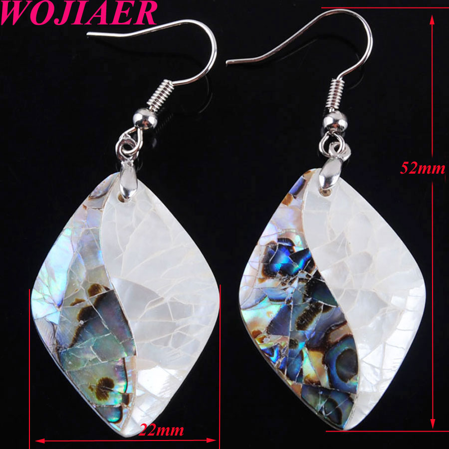 WOJIAER Vintage Double Color Oval Dangle Earrings Set For Women Girl Natural Abalone Shell Beads Drop Ear Jewelry BV905