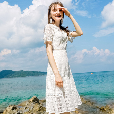 Women Designer Dresses Summer Fashion V-neck Solid Color A-line Dresses Womens Luxury Lace Dresses Beach Dress Wholesale, White
Women Designer Dresses Summer Fashion V-neck Solid Color A-line Dresses Womens Luxury Lace Dresses Beach Dress Wholesale, White