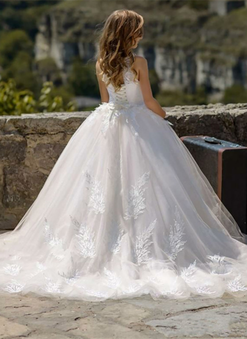 FREE SHIPPING Kids Formal Wear Flower Girls' Dresses First Communion Dresses for Girls Beaded Applique Kids Evening Gowns