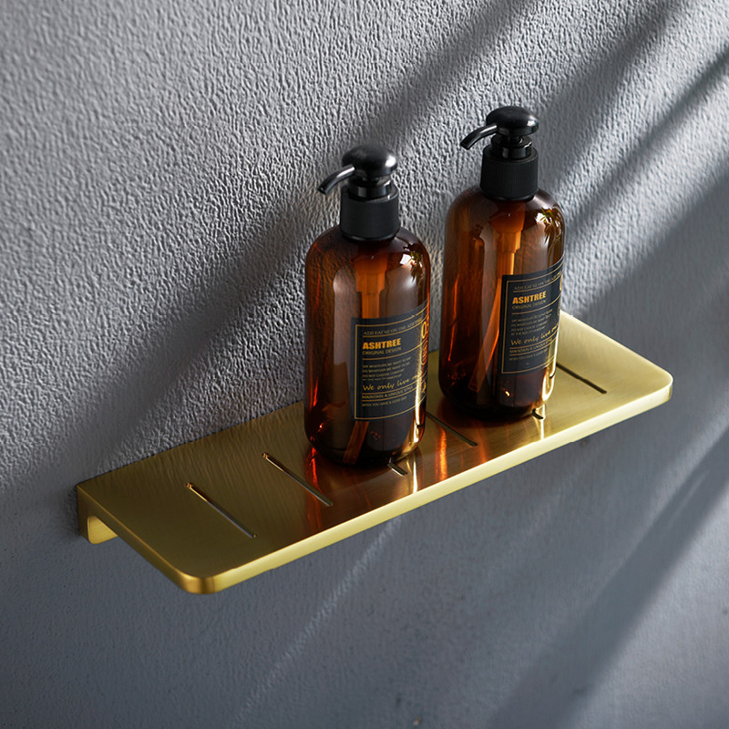 Bathroom Shelf Brass Bath Shower Rack Shower Shelf Bath Holder Bolt Inserting Type Gold Towel Rack Corner Shelf Bath Hardware