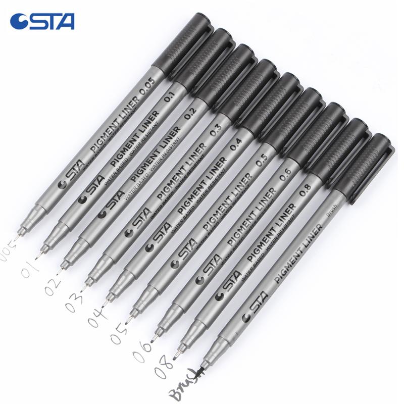STA 9pcs/Lot Water Based Brush Markers Different Size Pigment Liner Triangular Fineliner Pens for Art Supplies Stationery
STA 9pcs/Lot Water Based Brush Markers Different Size Pigment Liner Triangular Fineliner Pens for Art Supplies Stationery