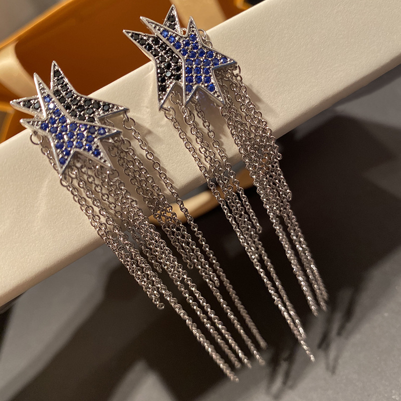Fashion- Tassel Earrings For Female Brand Deisgner Wedding Long Stud Earring 925 Silver Diamond Earings Women Fashion Jewelry