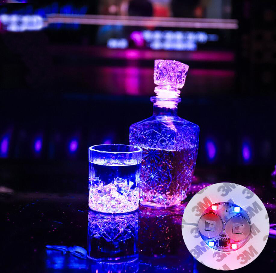 Mini dessous de verre lumineux LED, tasse de barre, lumières clignotantes, autocollant de bouteille, tapis de vin lumineux pour fête de mariage,