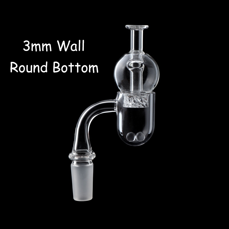 3mm Thick Round Bottom Quartz Banger Nails With Free Glass Spinning Bubble Carb Cap Flat Top Quartz Banger Suitfor Glass Water Bongs
