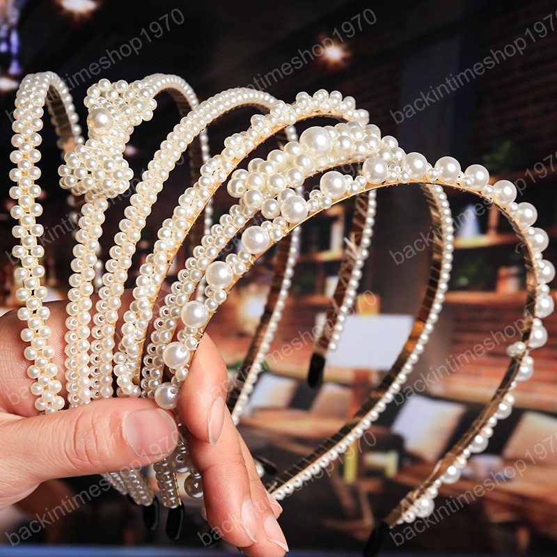 Handmade Pearl Fashion Hairband Headband Women Girls Hair Head Hoop Bands Accessories For Children Hairband Scrunchy Headdress