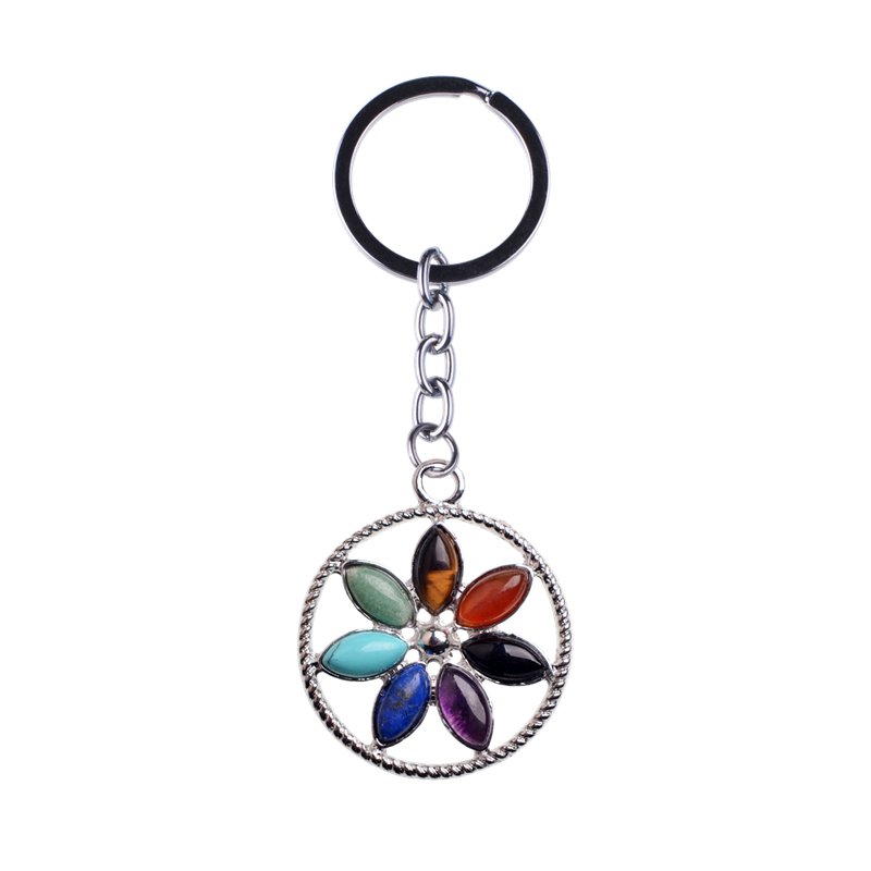 Seven Chakra Pendant Men and Women Gemstone Amethyst Rose Crystal Yoga Treatment Healing Jewelry