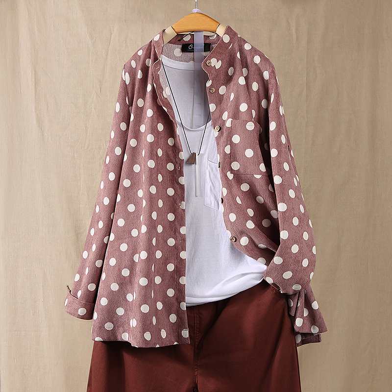 Women's Spring Printed Blouse 2020 Fashion Polka Dot Shirts Casual Long Sleeve Shirts Female Button Down Blusas Plus Size Tunic, Blue 
Women's Spring Printed Blouse 2020 Fashion Polka Dot Shirts Casual Long Sleeve Shirts Female Button Down Blusas Plus Size Tunic, Blue