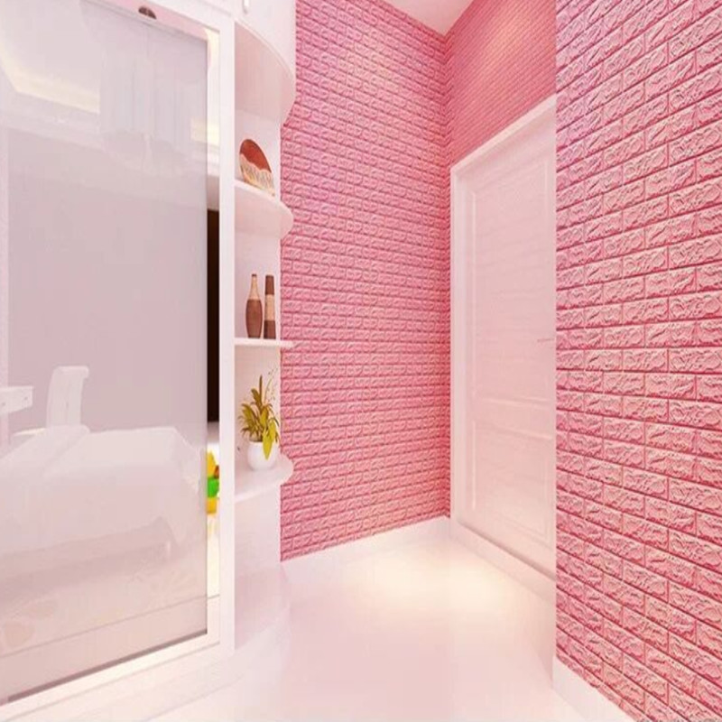 70*77 2PC 3D Brick Wall Stickers DIY Self Adhensive Decor Foam Waterproof Wall Covering Wallpaper For TV Background Kids Living Room