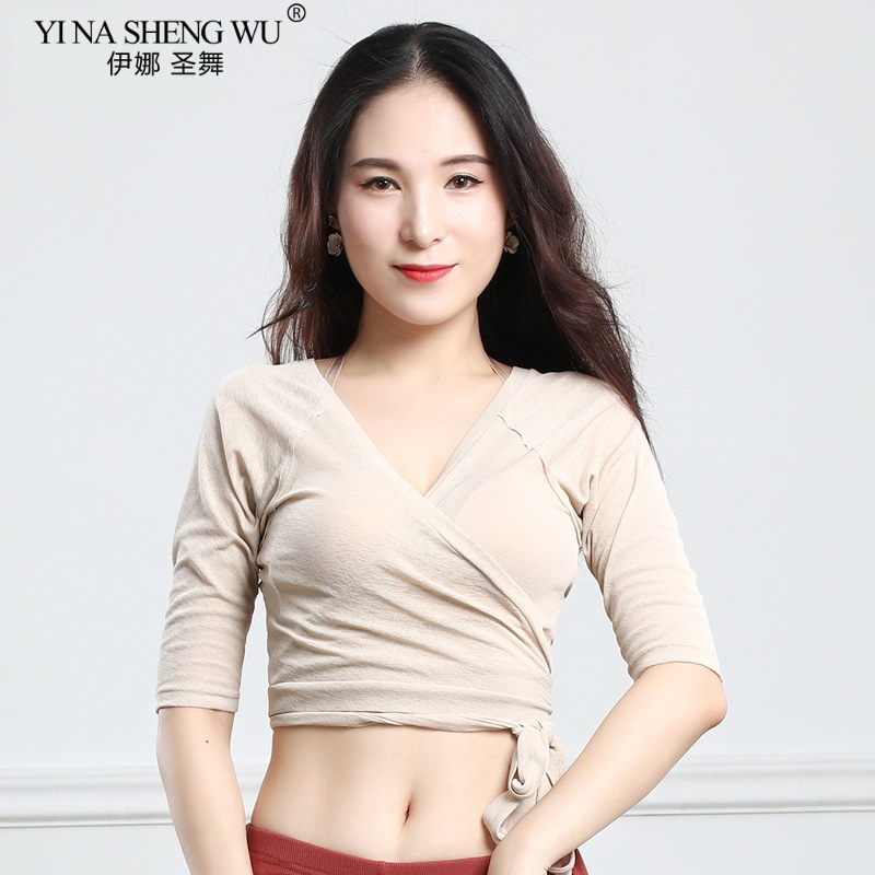 New Belly Dance Clothes T-shirt Model Sexy Deep V Neck Cross Oriental Dance Top Women Bellydance Half Sleeves Tops Practice Wear, Nude-short style
New Belly Dance Clothes T-shirt Model Sexy Deep V Neck Cross Oriental Dance Top Women Bellydance Half Sleeves Tops Practice Wear, Nude-short style
