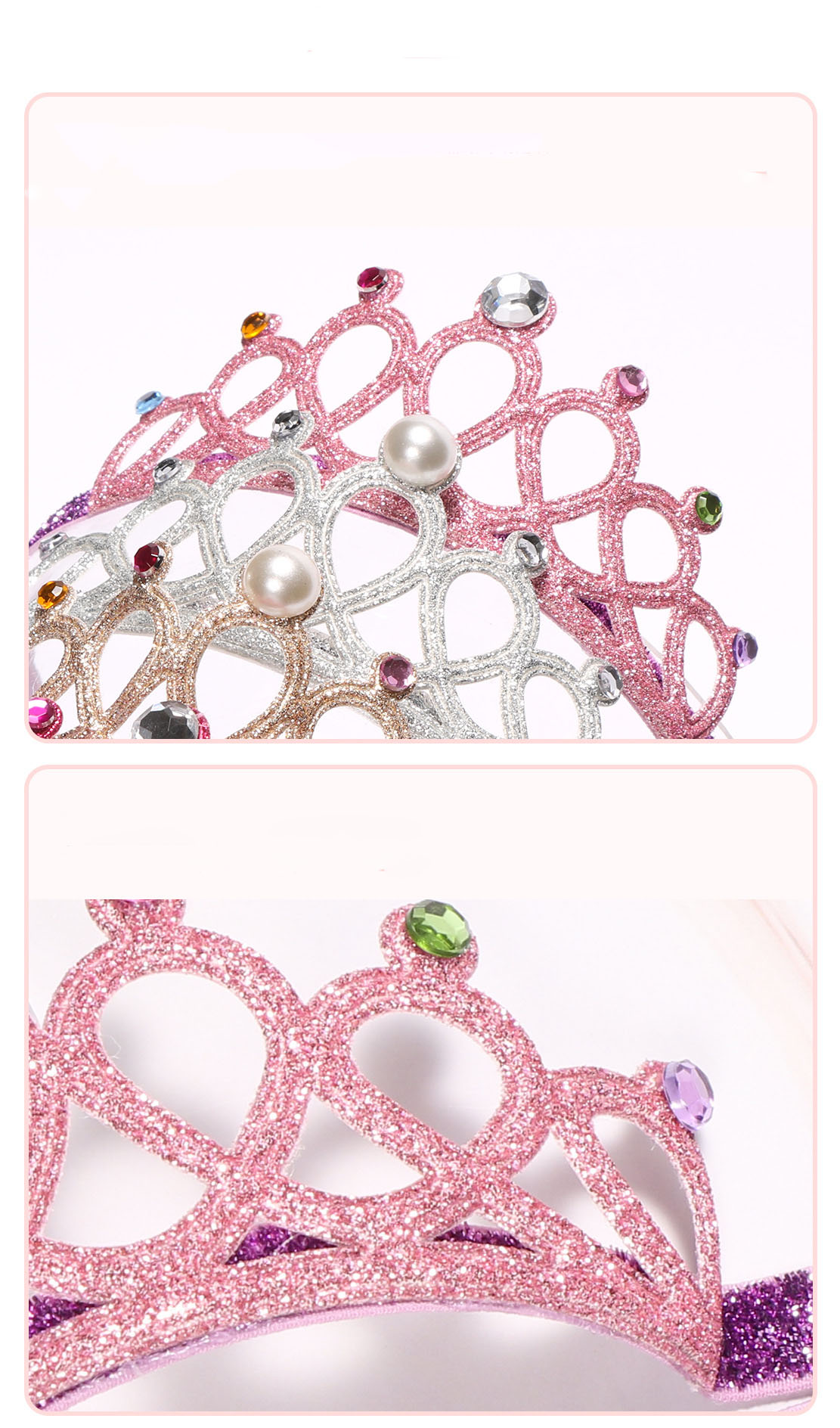 Children girls Rhinestone Sequin glitter Headband designer Tiaras Hair band kids Hair Accessories Boutique baby Crown headwear C6566