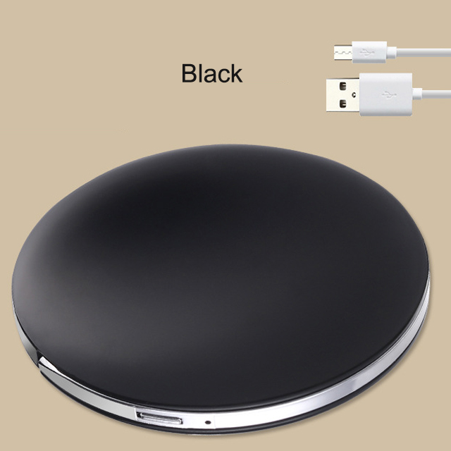 USB Chargable Mini LED Makeup Mirror Portable Compact Pocket Mirror 3 levels Brightness Light Hand 3X Magnifying