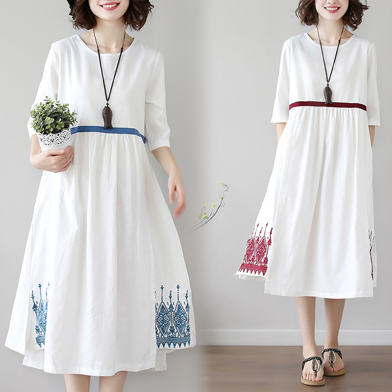 Casual Cotton Line White Dress Women Summer cloth 2020 Midi Dress Ladies Vintage Vestidos embroidery Patchwork Plus Size, Blue
Casual Cotton Line White Dress Women Summer cloth 2020 Midi Dress Ladies Vintage Vestidos embroidery Patchwork Plus Size, Blue