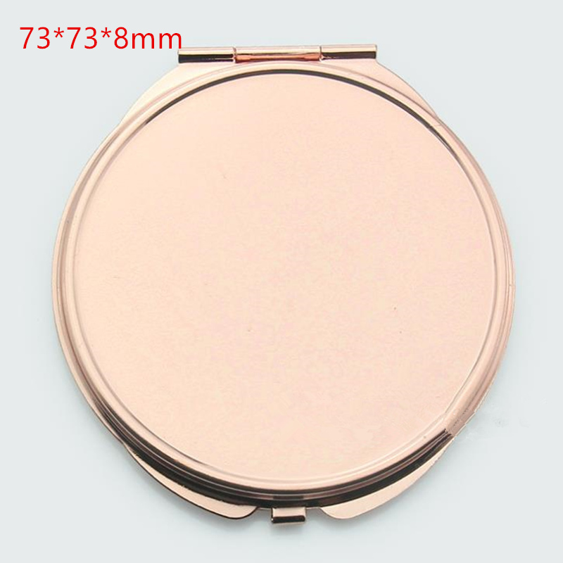 Makeup Mirror Solid Color Metal Round Case Double-Side Pop-Up Pocket Mirror Beauty Accessories Rose Gold F2290