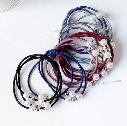 Girls Sweet Pearl Elastic Hair Bands Princess Ponytail Holder Gum For Hair Scrunchies Headband Rubber Band Kids Hair Accessories GB170