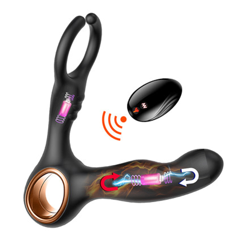 Male Prostate Massage Dildo Vibrator with Ring On Penis Remote Control G-spot Butt Anal Vibrator Sex Toys Masturbator for Men Y191218
