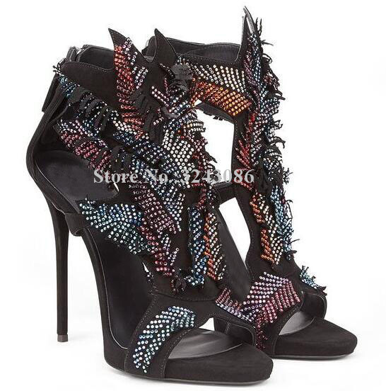 New Design Leafs Women Crystal Sandals Sexy Platform Mixed Color Rhinestone Stiletto Heel Gladiator Sandals Lady Party Heels, Color 1
New Design Leafs Women Crystal Sandals Sexy Platform Mixed Color Rhinestone Stiletto Heel Gladiator Sandals Lady Party Heels, Color 1