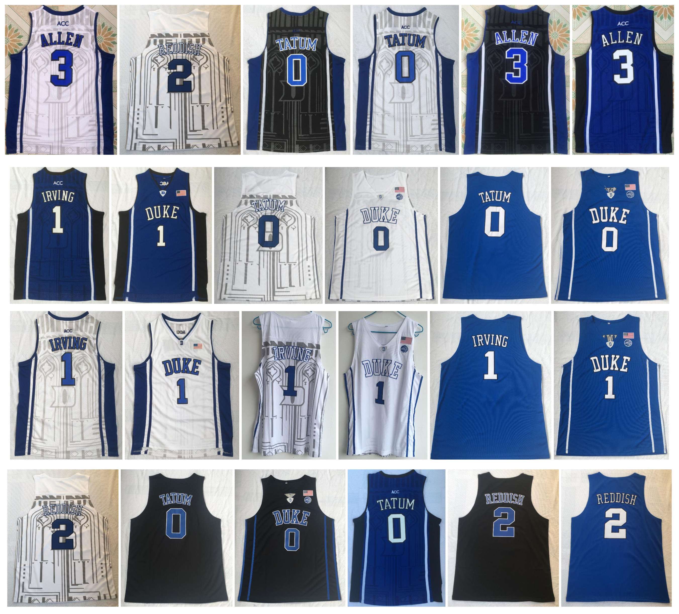 NCAA Duke Blue Devils Jersey 0 Jayson Tatum 1 Kyrie Irving 2 Reddish 3 Grayson Allen Blue White Black College Basketball Jerseys, As pic
NCAA Duke Blue Devils Jersey 0 Jayson Tatum 1 Kyrie Irving 2 Reddish 3 Grayson Allen Blue White Black College Basketball Jerseys, As pic