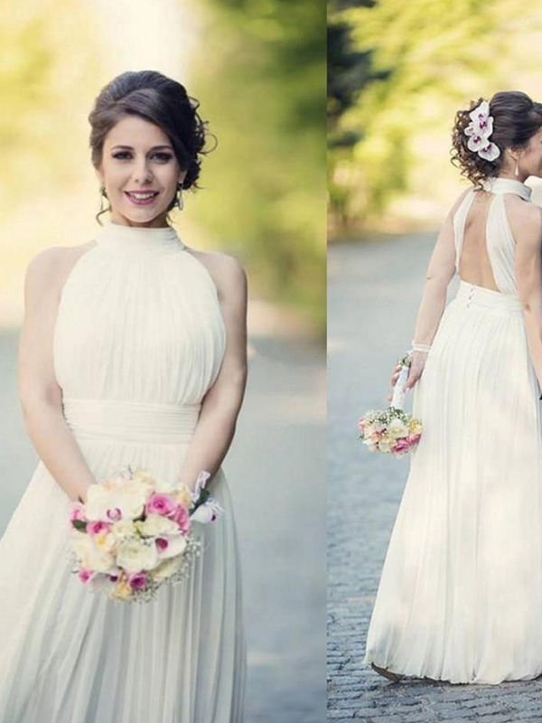 2019 Summer Beach Wedding Dresses Vintage A-line Ivory Halter Backless Chiffon Wedding Dresses Cheap Bridal Gowns, White
2019 Summer Beach Wedding Dresses Vintage A-line Ivory Halter Backless Chiffon Wedding Dresses Cheap Bridal Gowns, White